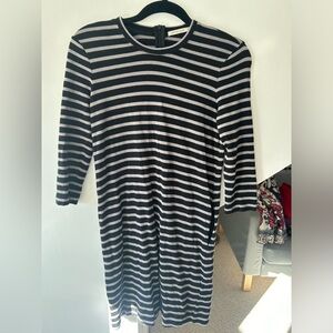 Marine Layer Dress Size XS Women Black Gray Stripe Knit Sheath Cotton 3/4 Sleeve